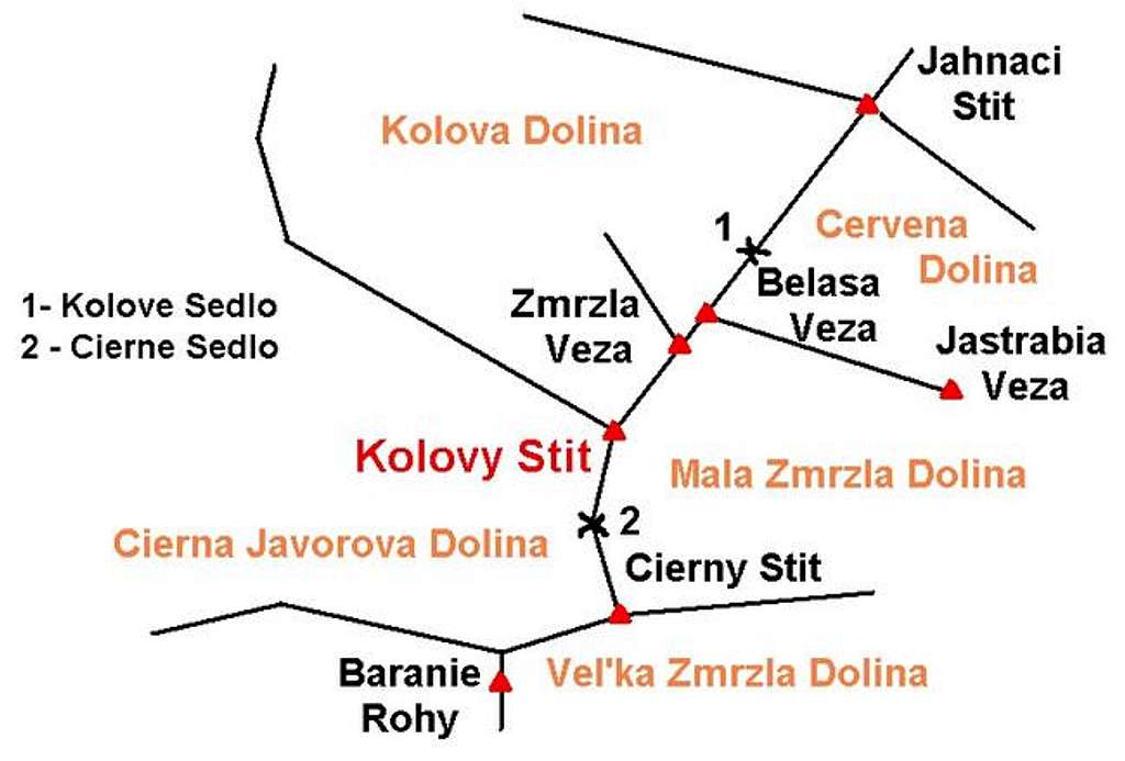 Ridges in Kolovy Stit' area