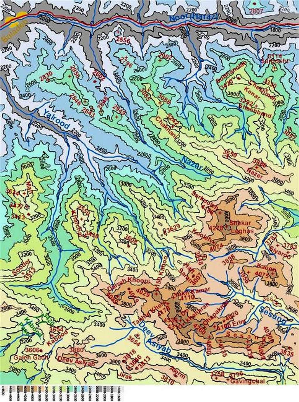 Map of Dokhaharan area peaks...