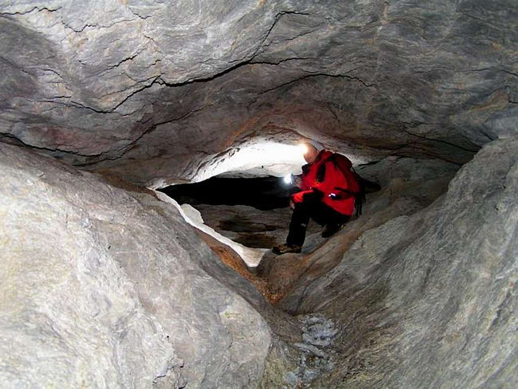 Entering the Schwarzbach cave...