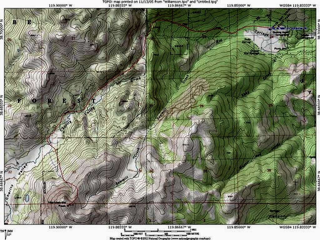 Topo map of approach from...