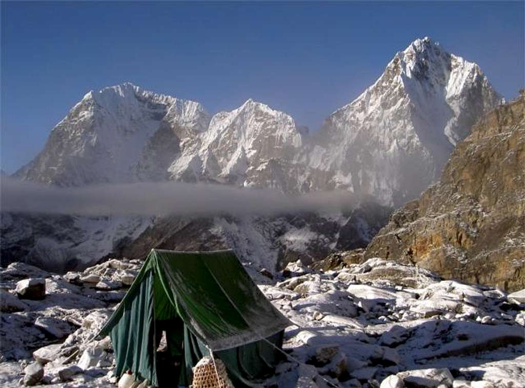 High camp, with Cholatse in...