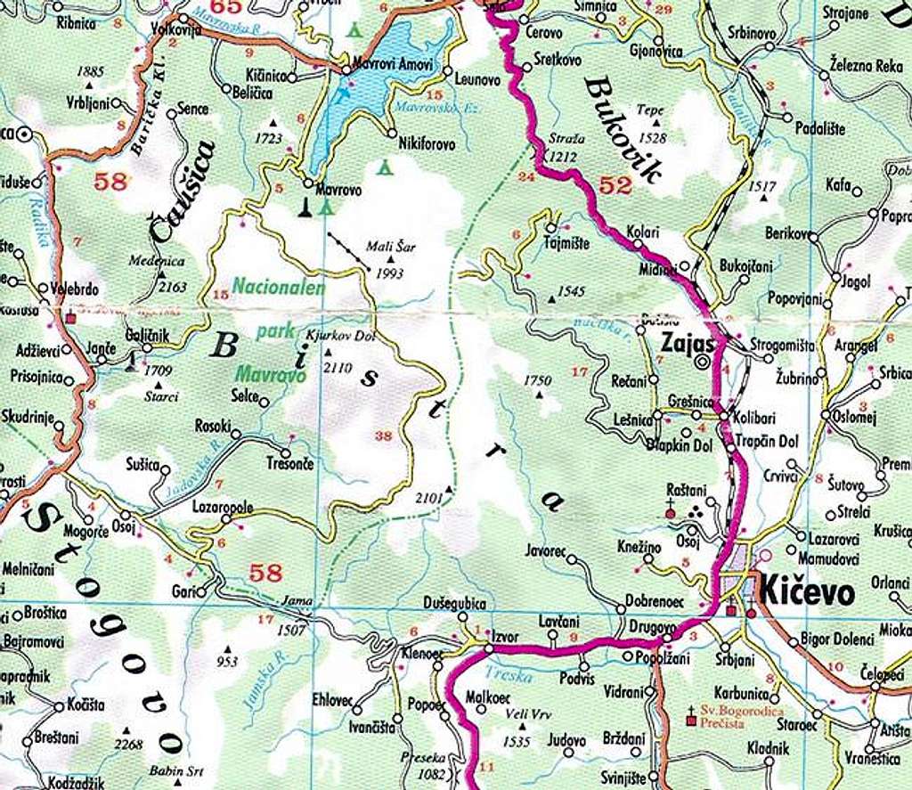 A map of the Bistra mountain