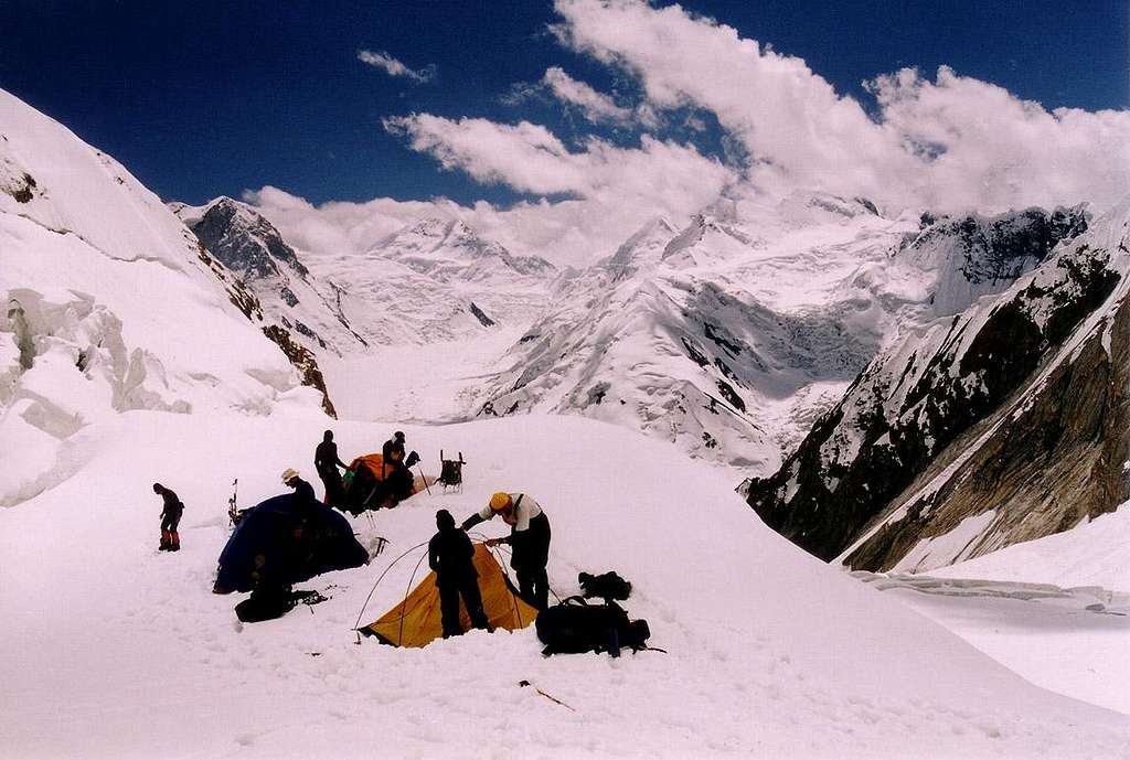 Make shift high camp 1 on the classic southern route of Khan Tengri