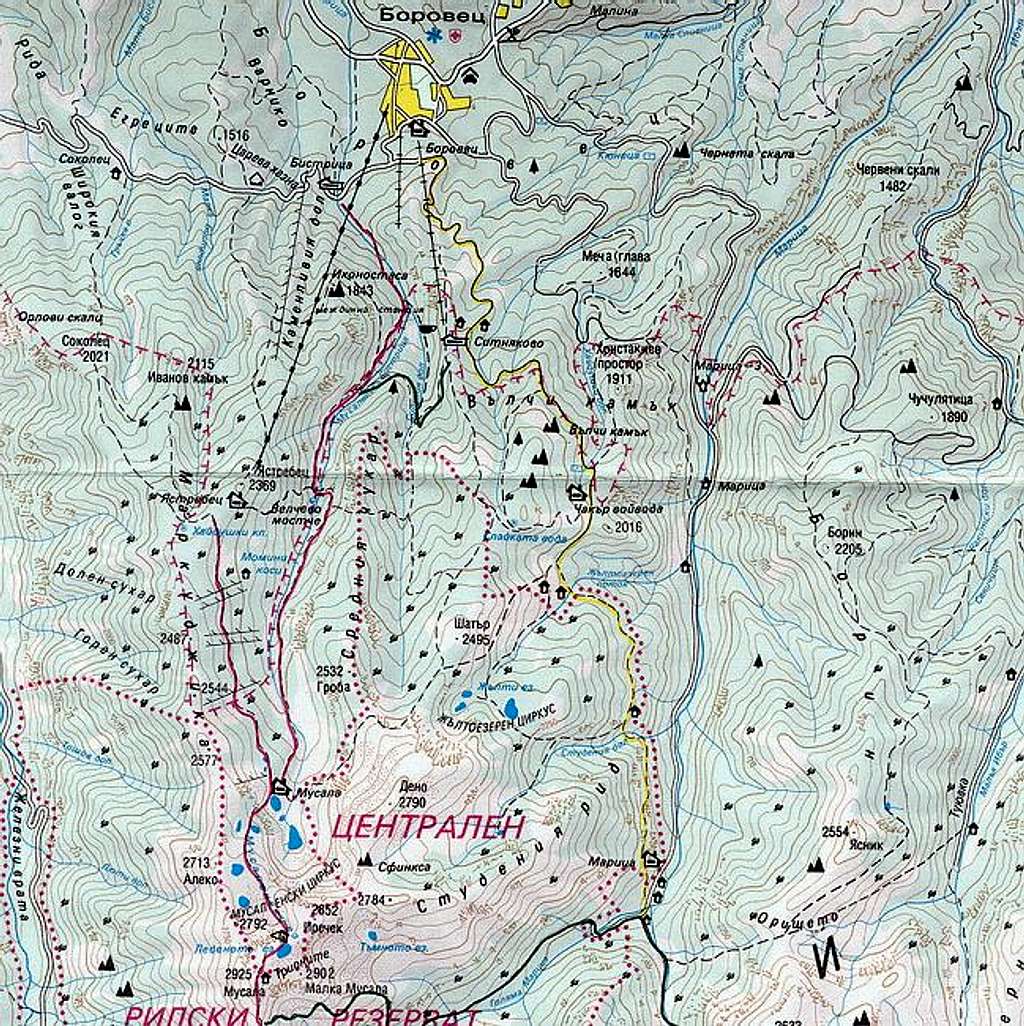Map of the part of Rila...