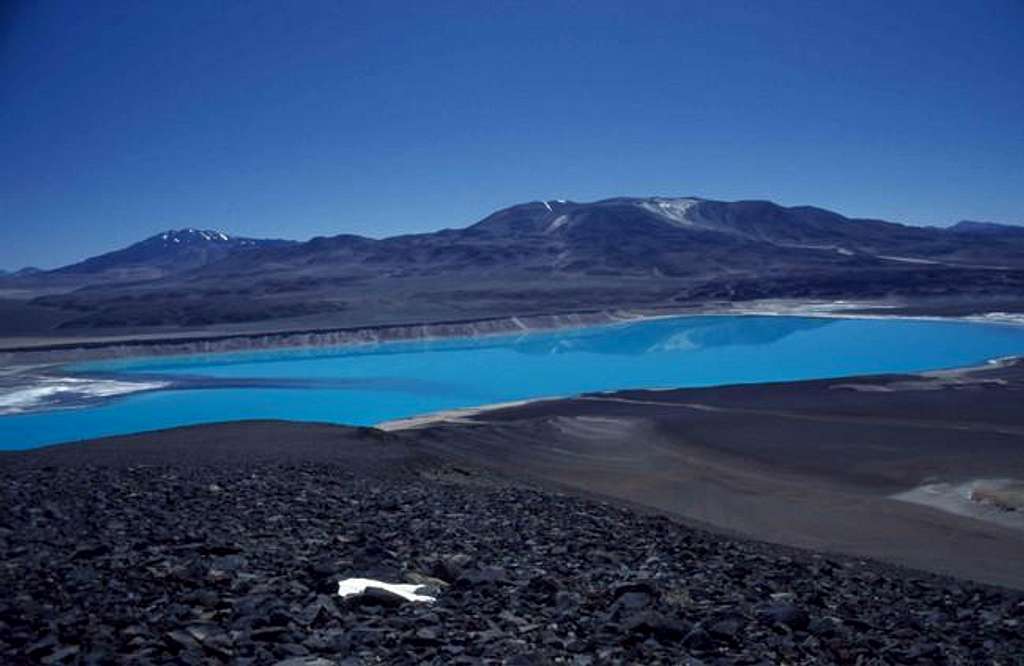 The bluish Laguna Verde.