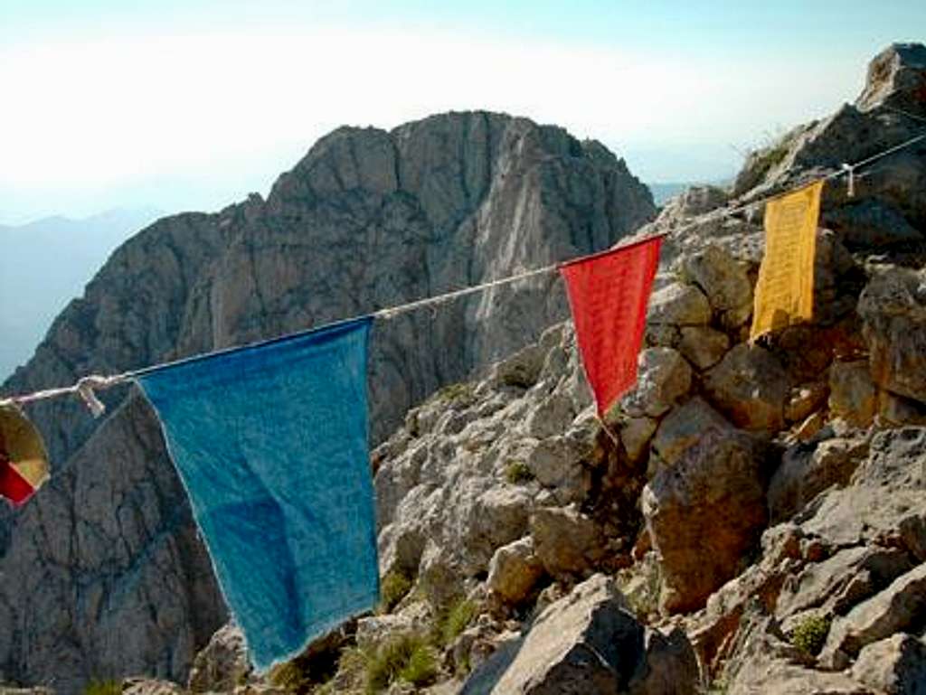 Tibetan prayer flags in the...