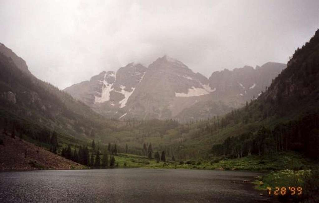 A view of the Maroon Bells on...