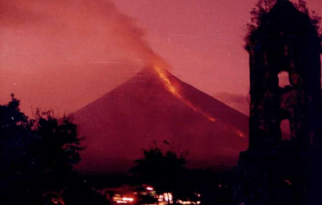 Mayon erupting in 2000, seen...