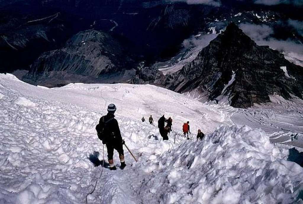 Heading down from the summit...