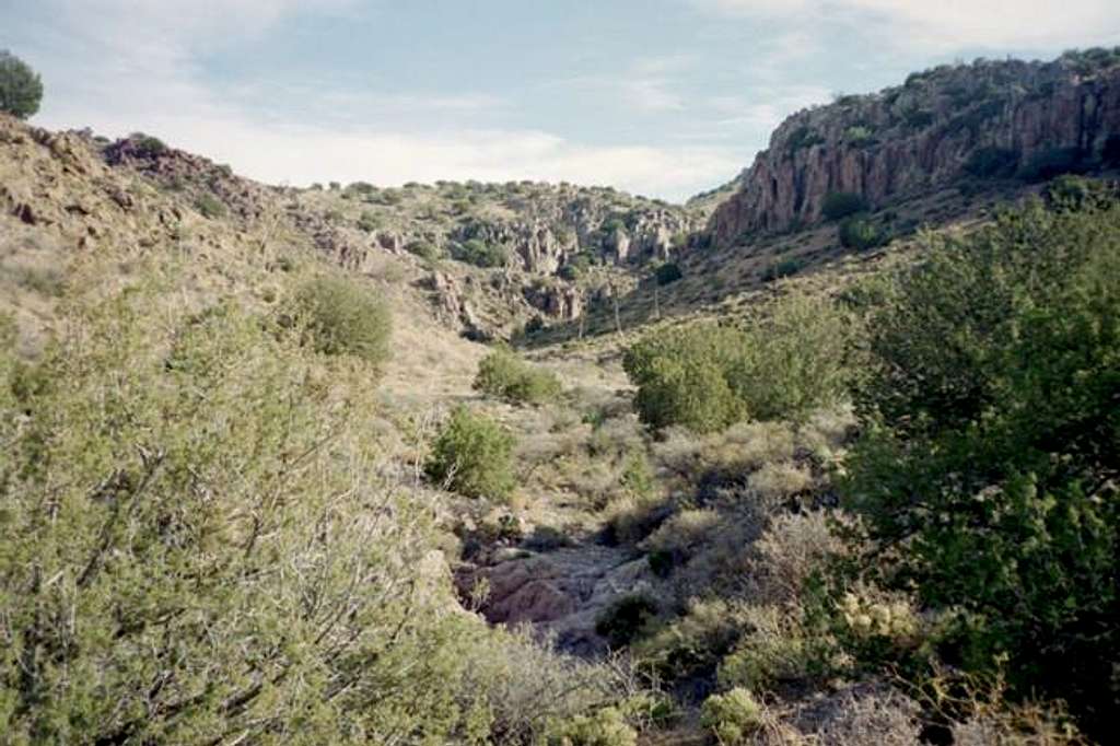 A view of a side canyon along...