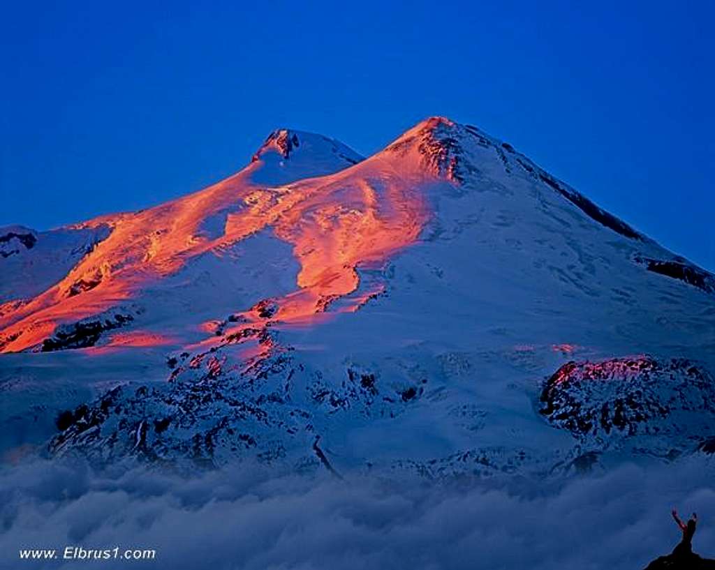 Mt. Elbrus in Winter deep sun...