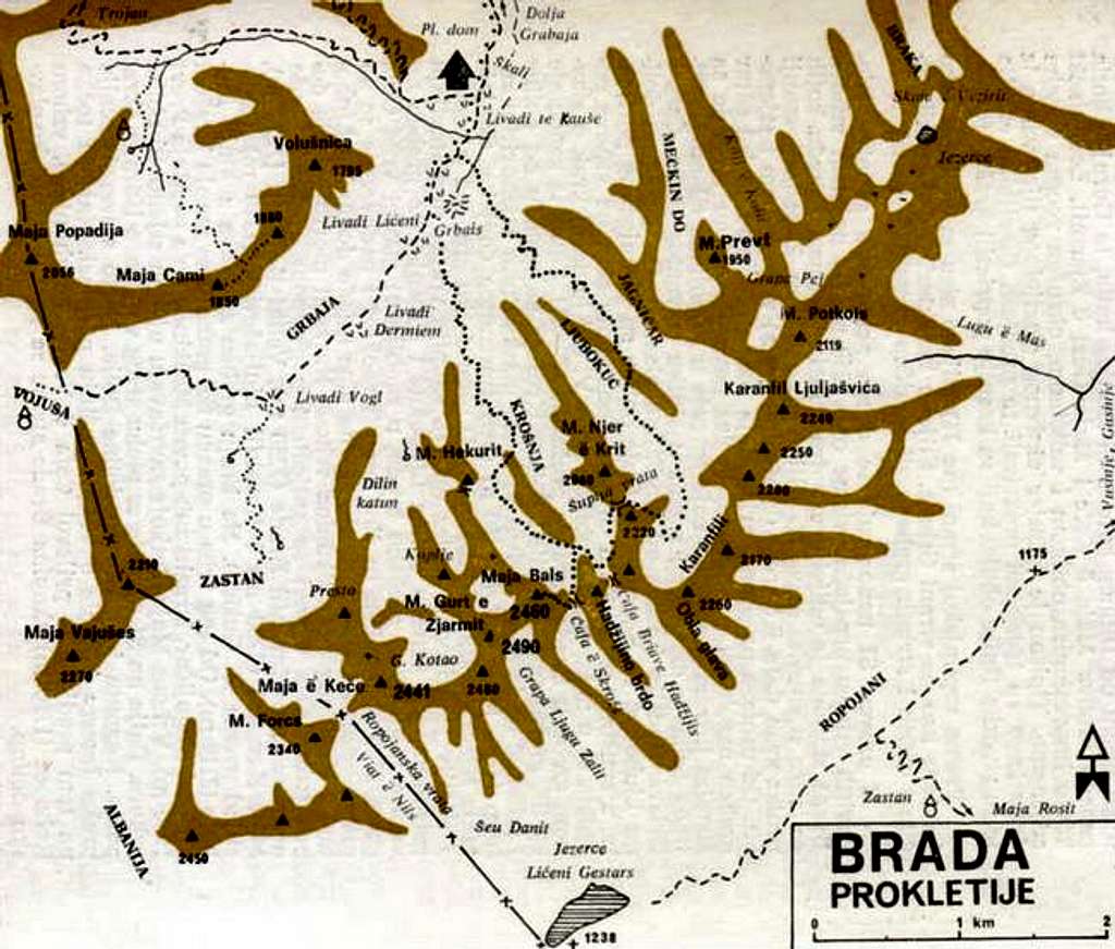 Map of Prokletije area....