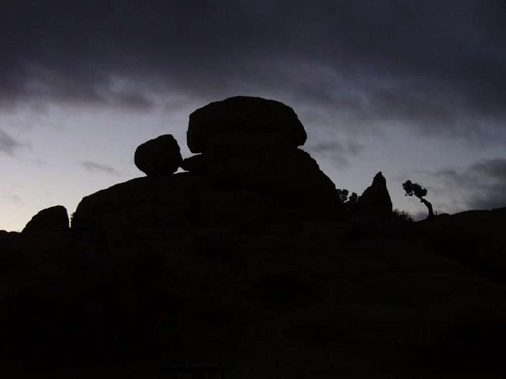 Jumbo Rocks silhouetted at...