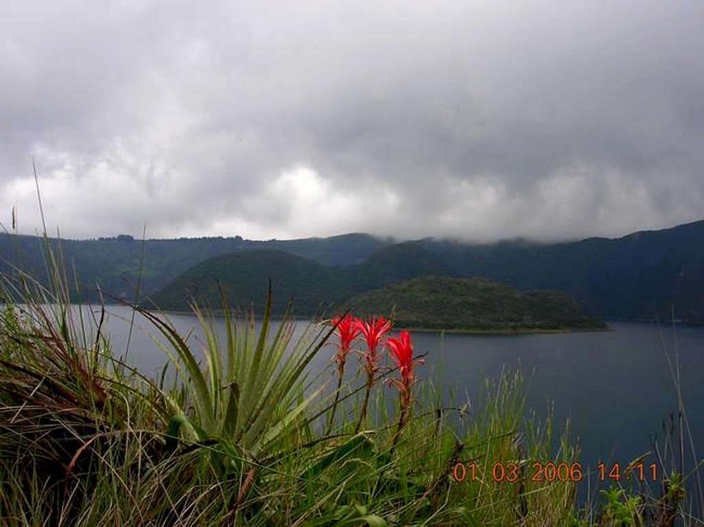 Lake Cuicocha near the base...