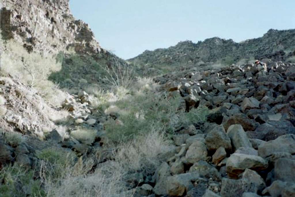 Looking up at a steep slope...