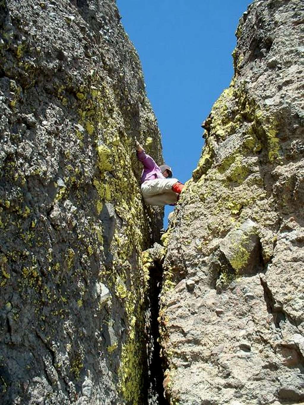  Bob climbing the chimney on...