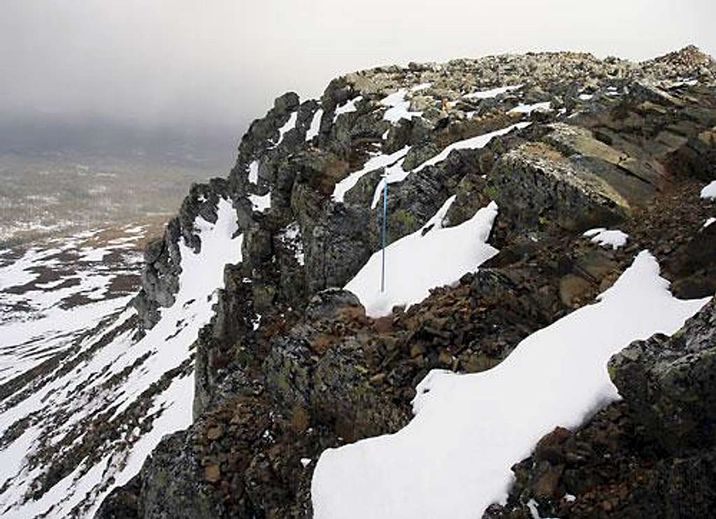 The east face near the summit.