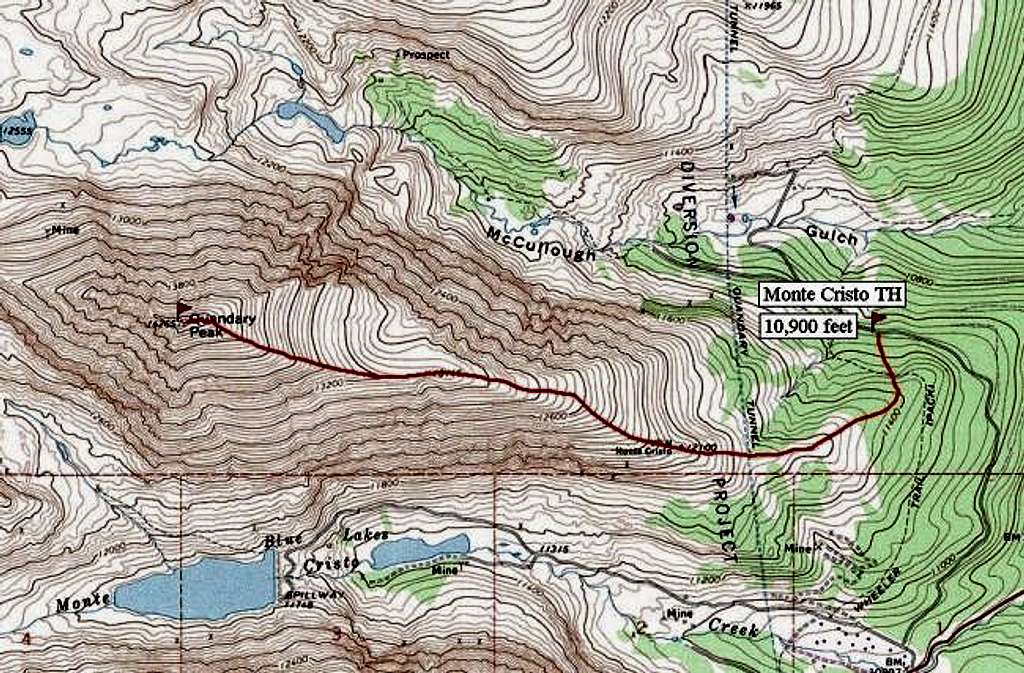 Monte Cristo Trail Head Route.