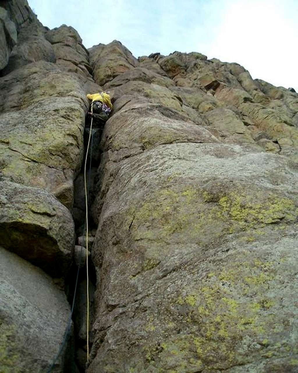 CHOCKSTONE CRACK. Todd Z. on the Durrance Route, Devils Tower, Wyoming.