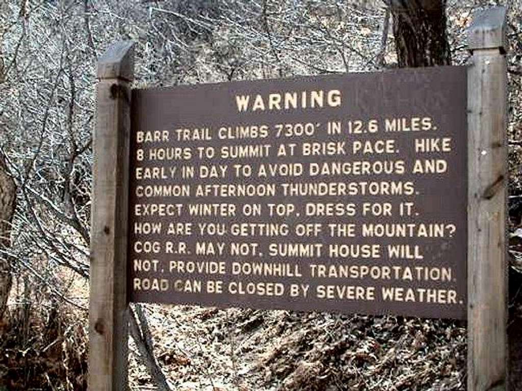 Warning sign at the base of...