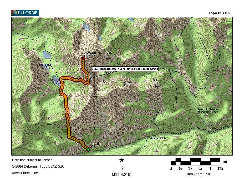 Topo to Washington Peak