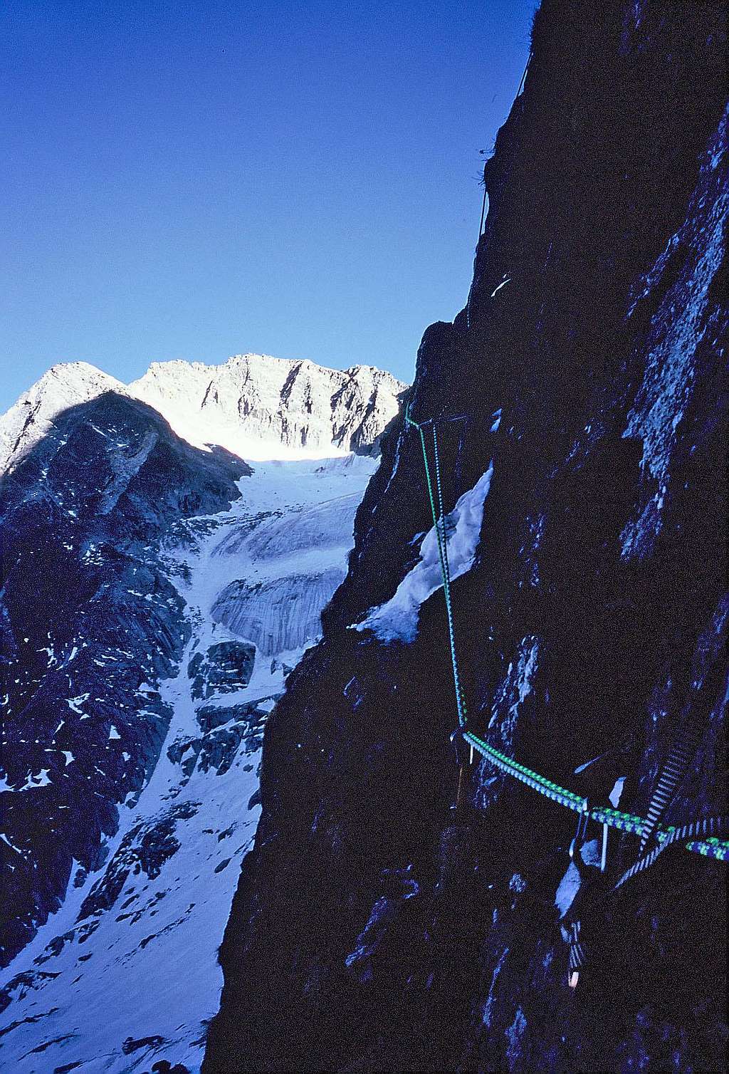 BJN Second belay station with glacier behind