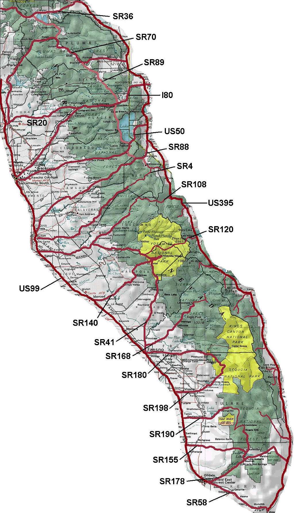 Major Sierra Roads