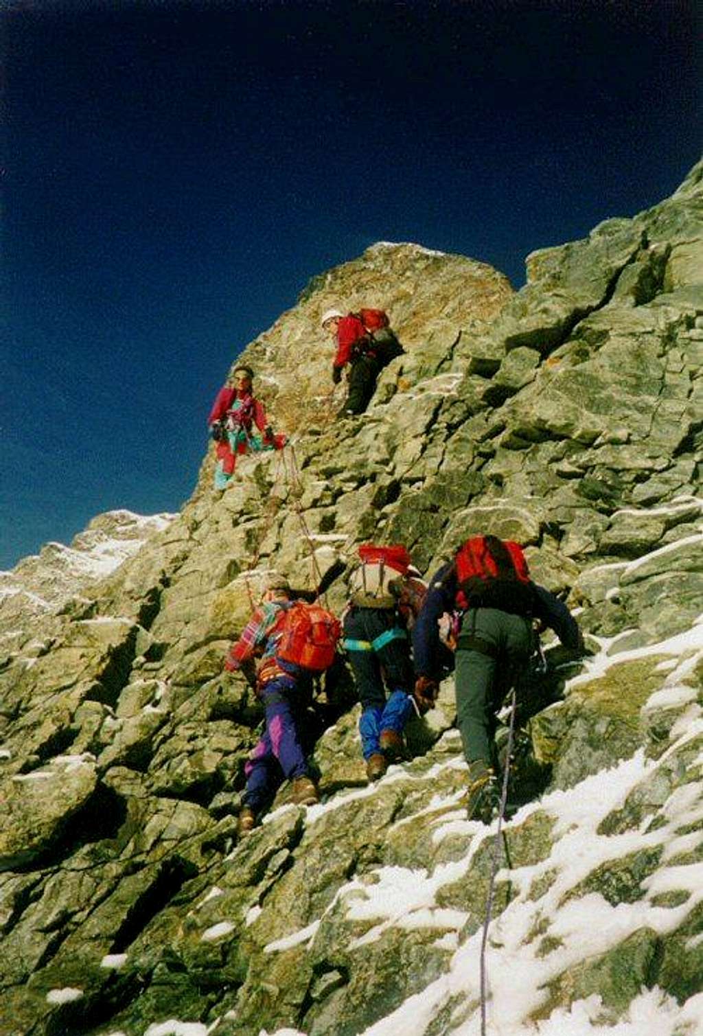 On the Hörnligrat. Summit to the far left.