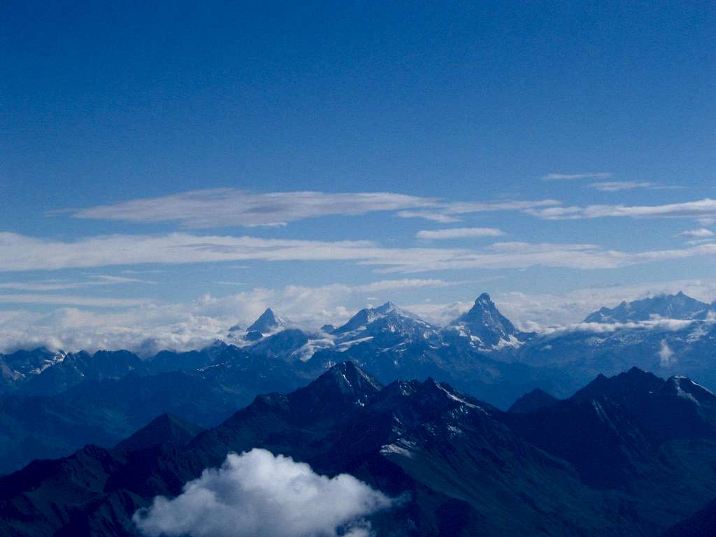 Aspect from summit of Gran Paradiso.View to Switzerland,Matterhorn is on the right.7/2005