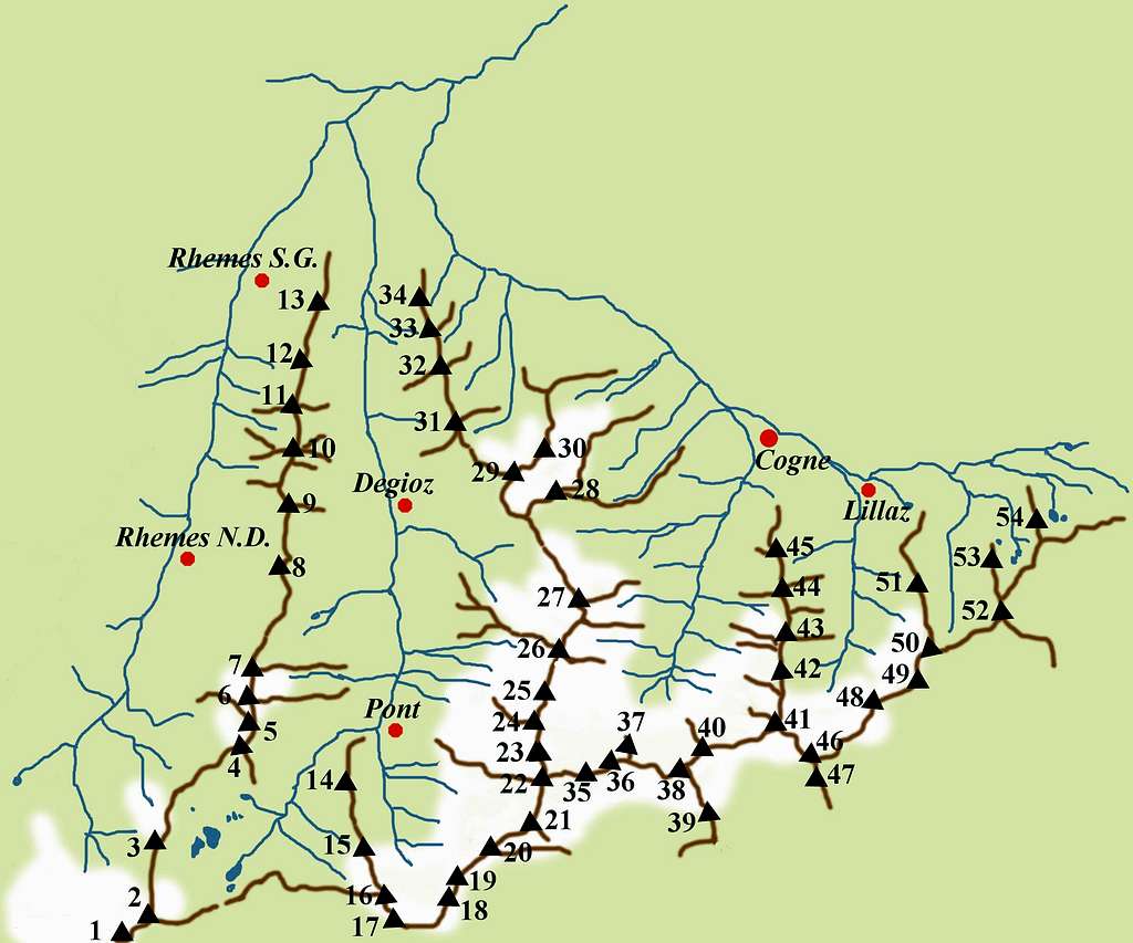 Map of the Gran Paradiso GROUP summits