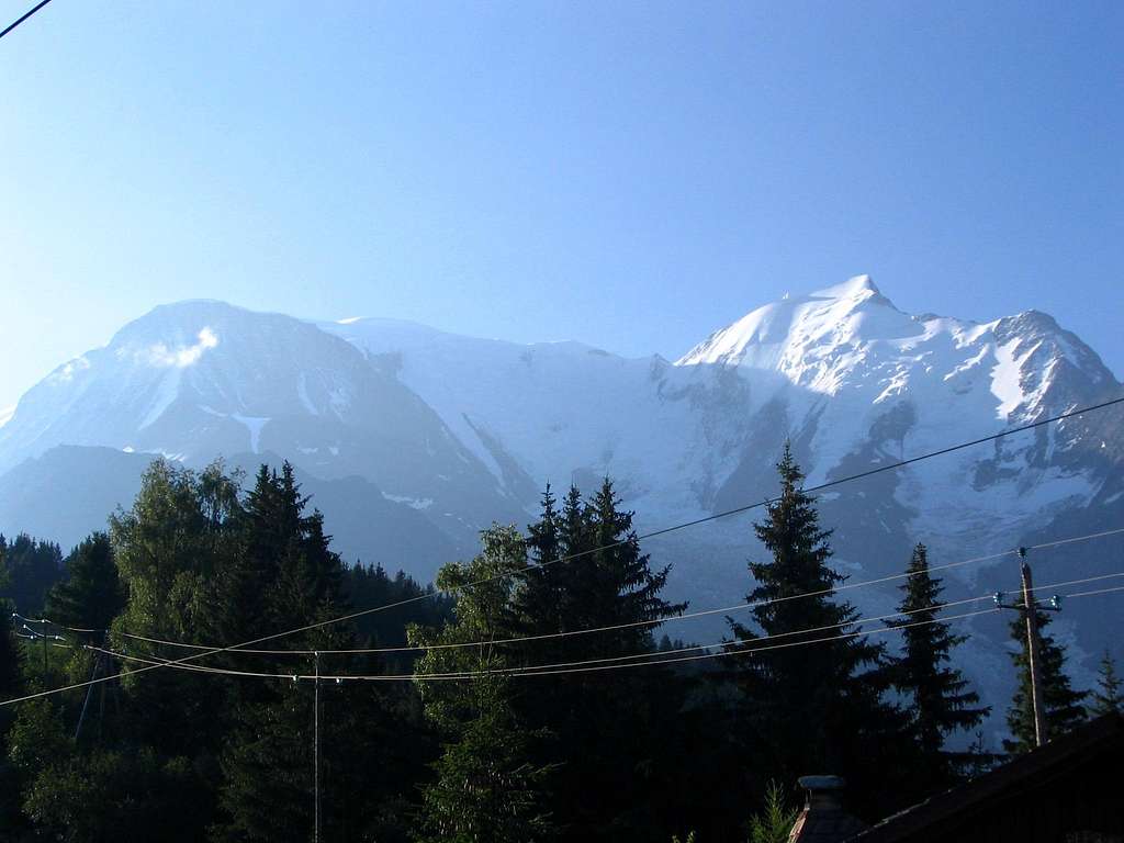 Aig. de Bionnassay(on the right) and Aig. du Gouter (on the left) from Tramway du Mont Blanc.7/2005