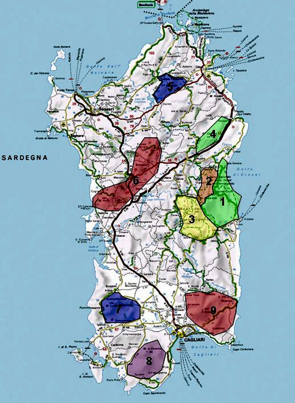 Overview Map of Sardegna / Sardinia