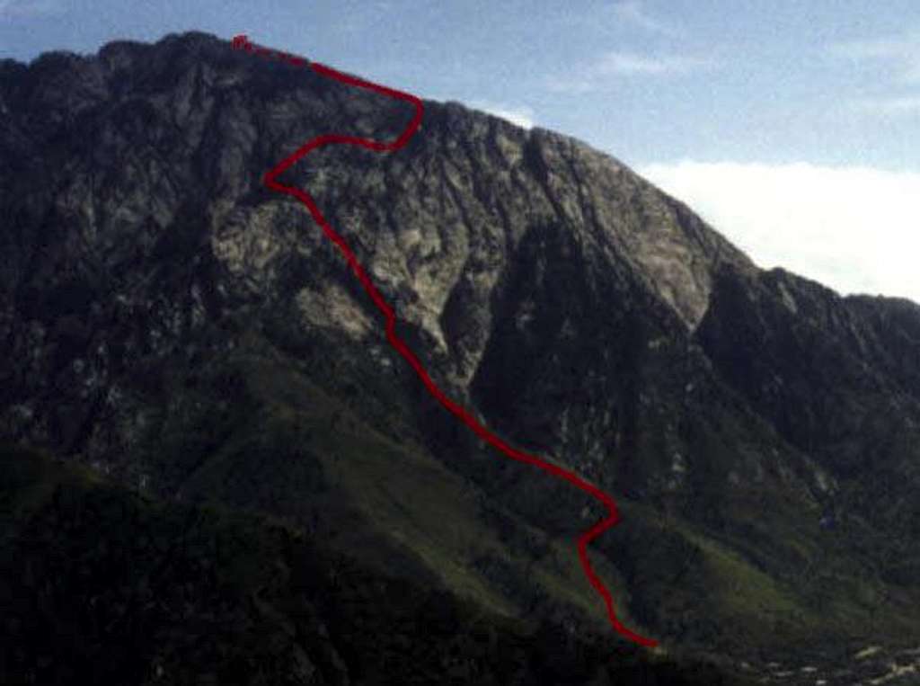 The route up the north face...