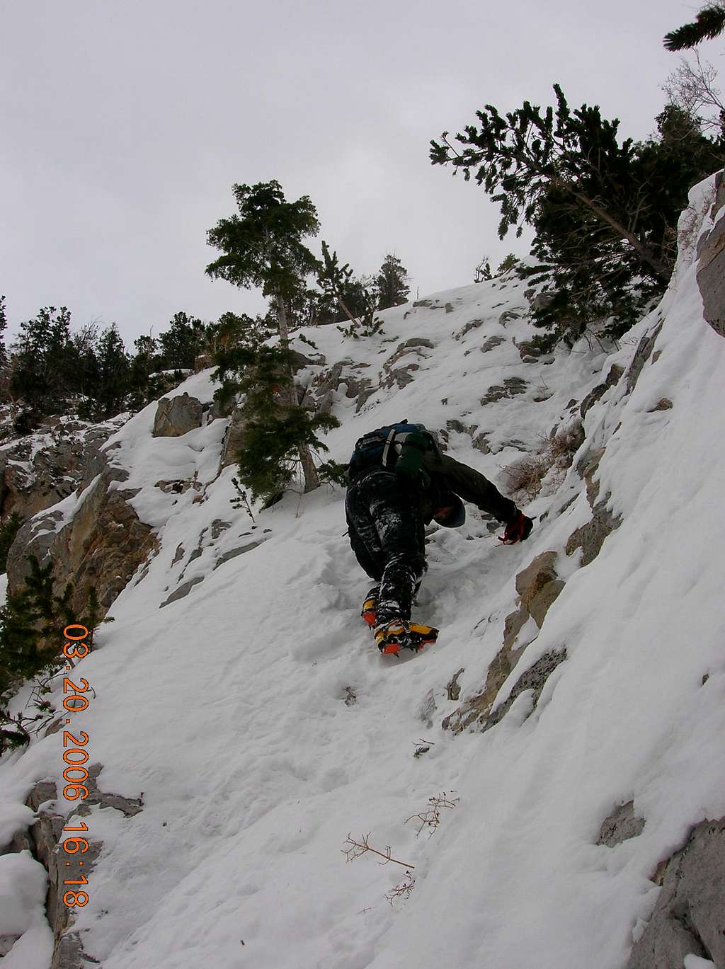 Kevin Cannon downclimbing near Big Falls crux