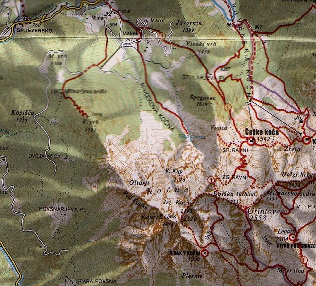 Grintovec - map