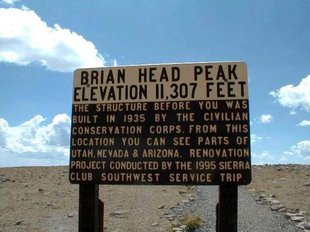 Brianhead Peak sign