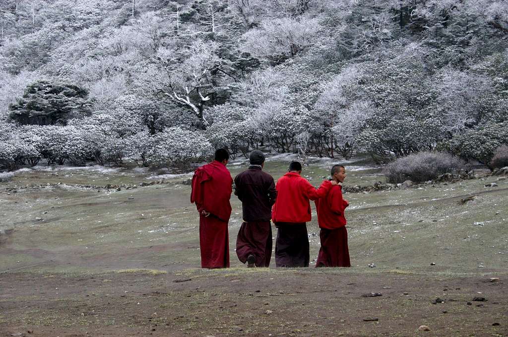 Monks from the Tengboche monastery