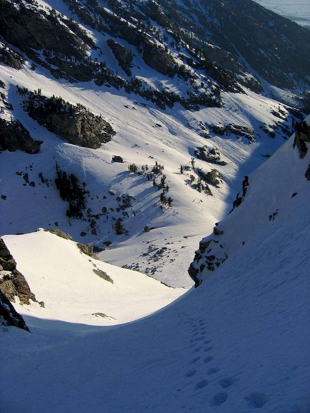 Looking Down the Lower Couloir