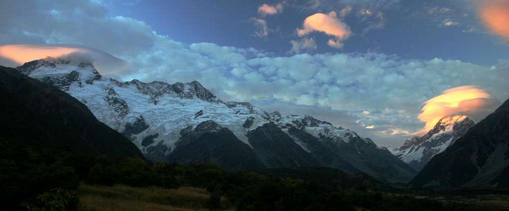 Sunset on Mt. Cook and Sefton