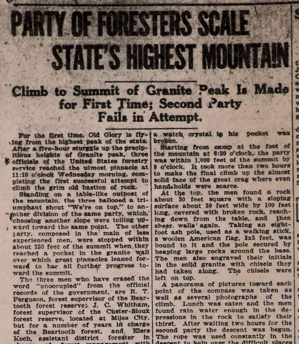 Newspaper Article of First Ascent