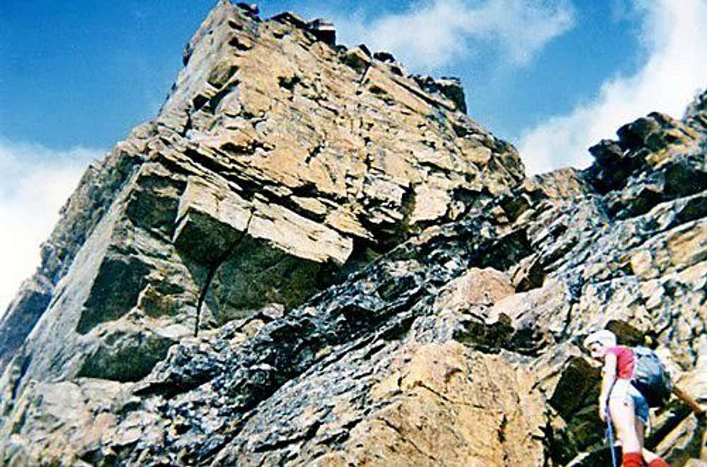 Osvaldo Cardellina along the last stretch of the  Monte Emilius's SW ridge (Aug 04, 1974)