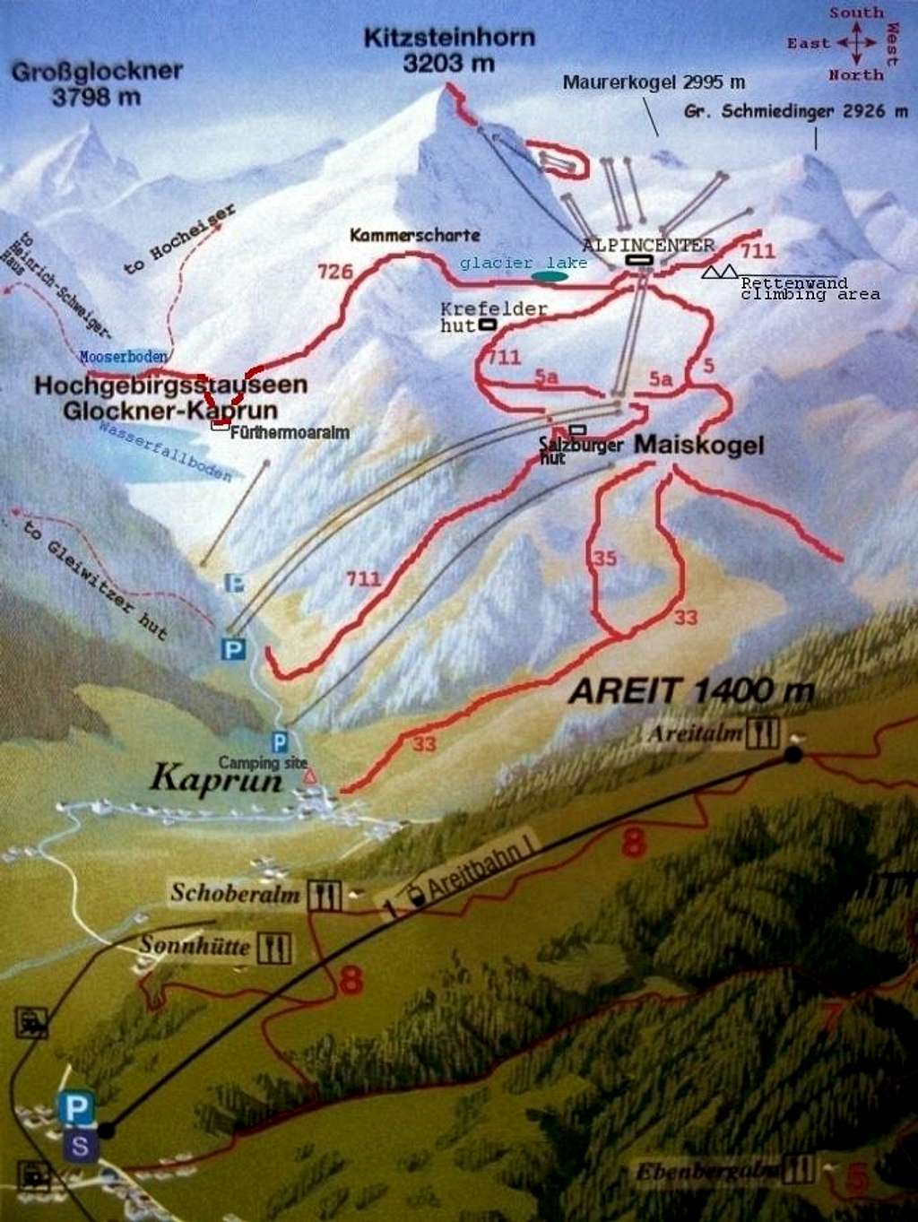 Kitzsteinhorn marked  paths