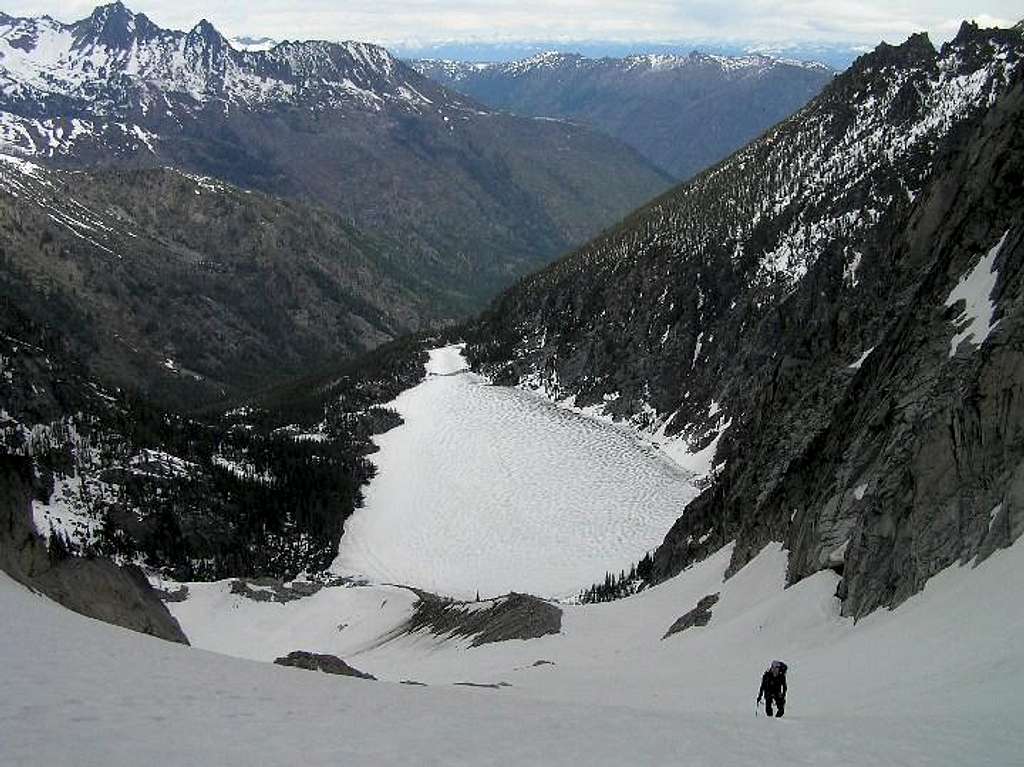 Looking down the glacier