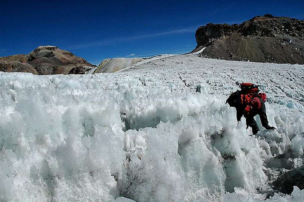 Navigating through the Ayoloco Glacier