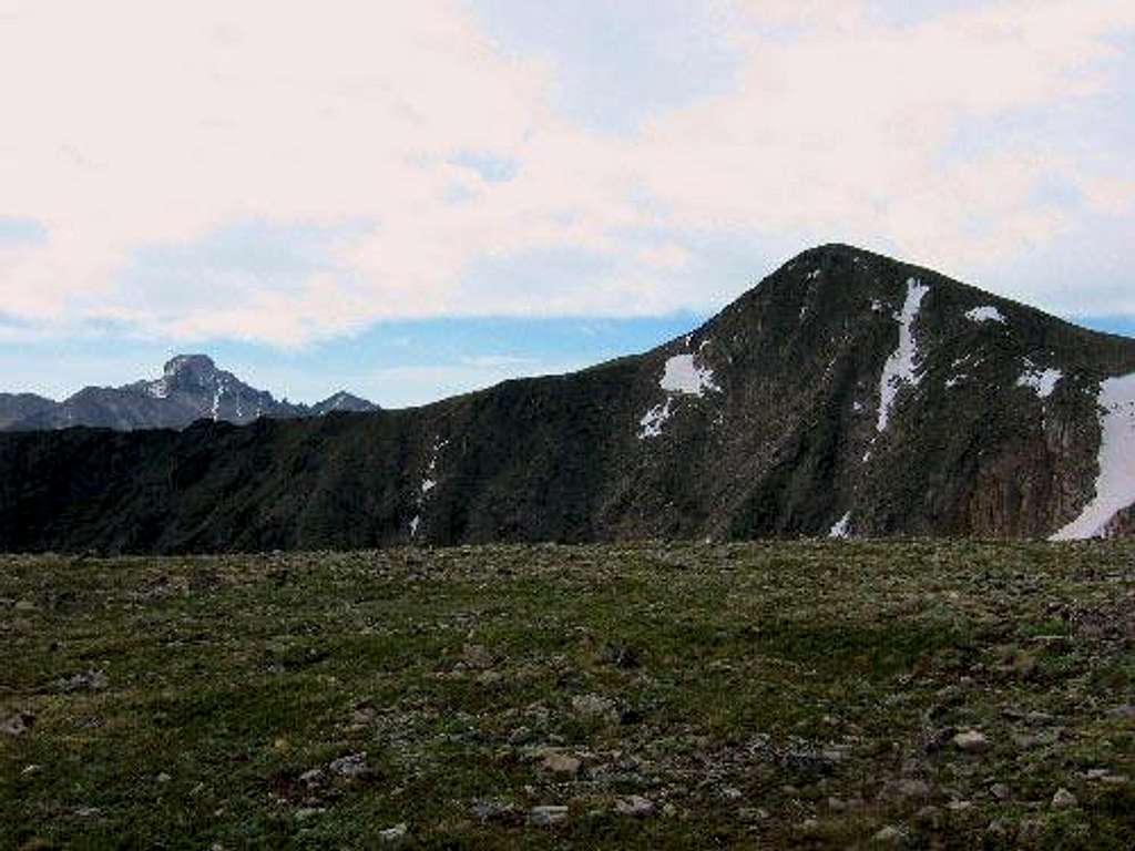 Hallett Peak (right) and...