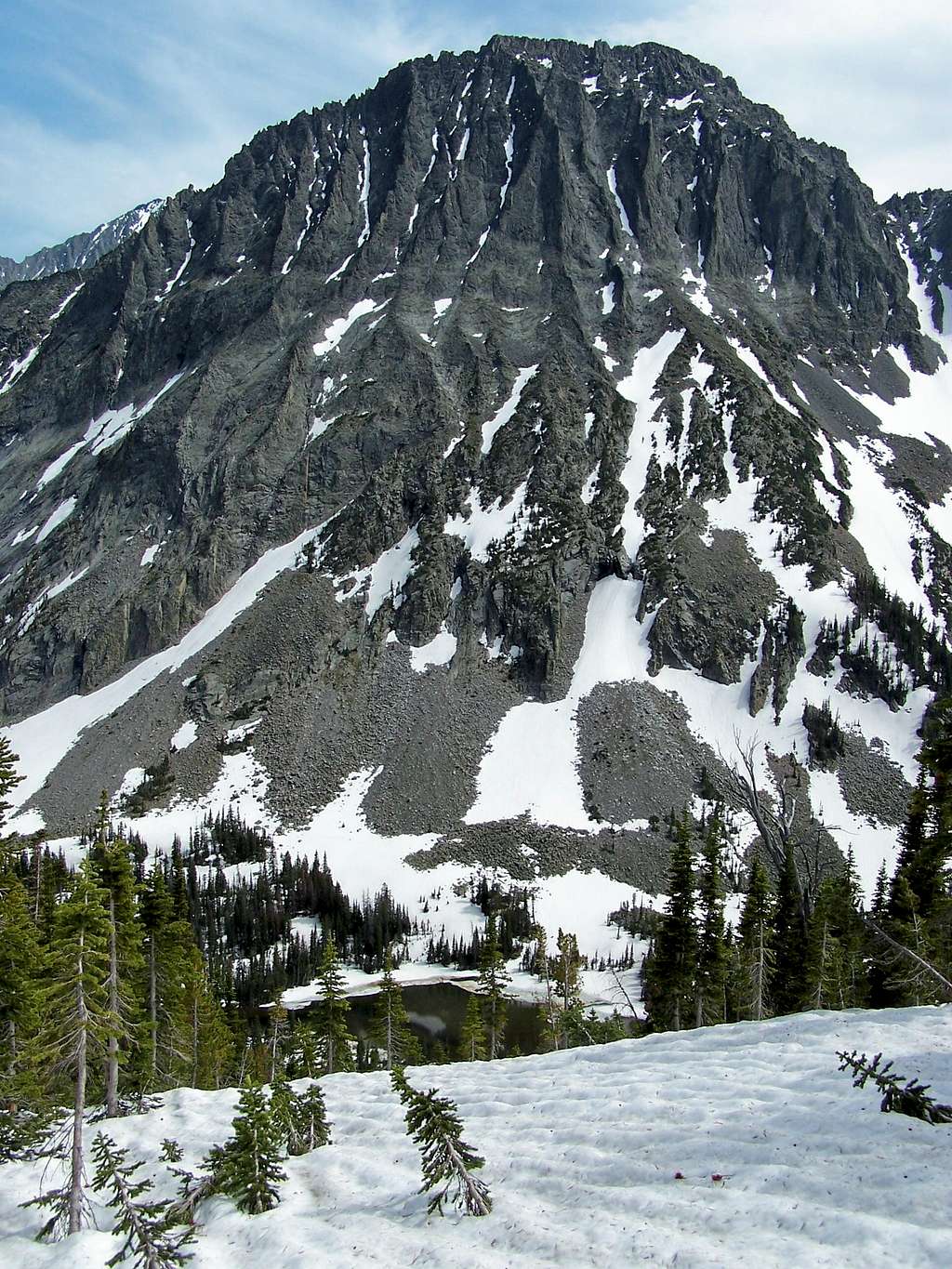 Granite Peak Rising above Twin Lakes