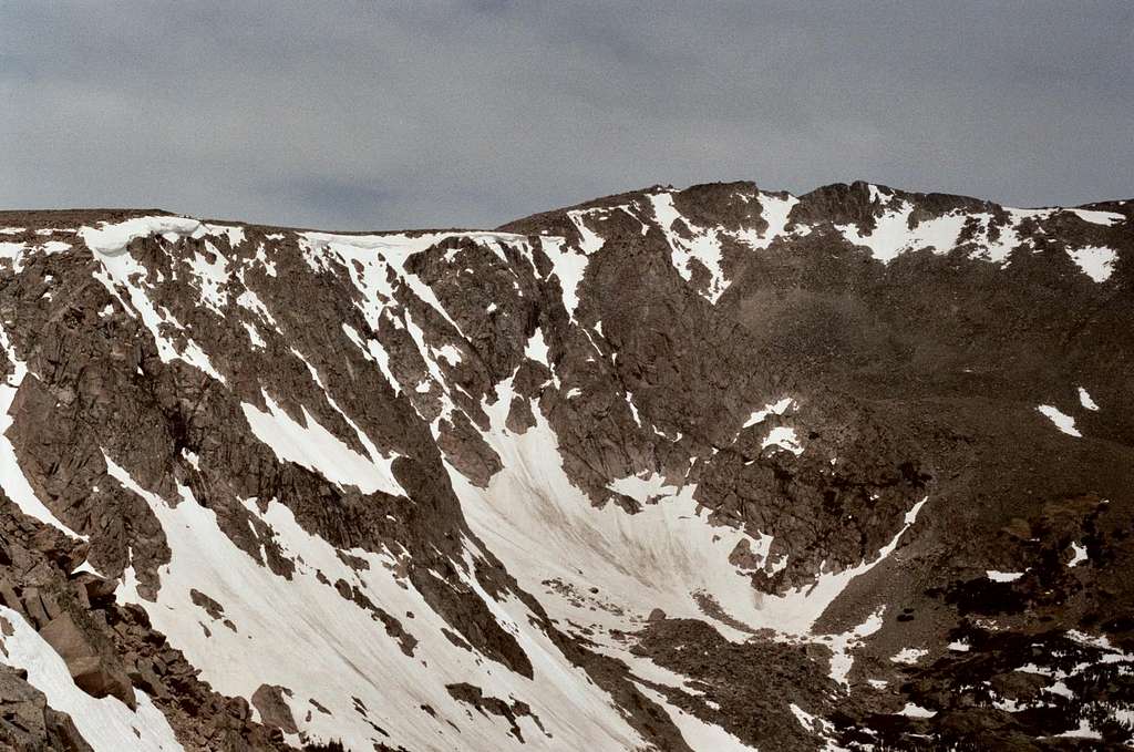 Peak above snowfields