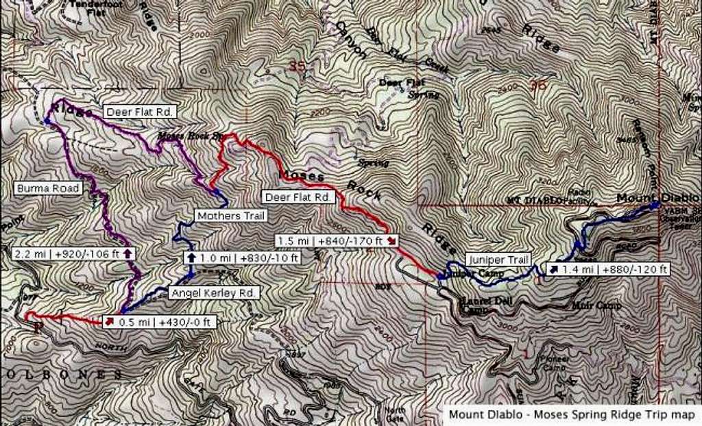 Hiking map to Mount Diablo...