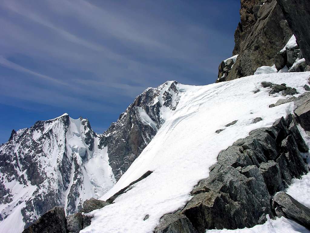 Aiguille Blanche de Peuterey <i>4112m</i><br> seen from colle Freshfield <i>3625m</i>