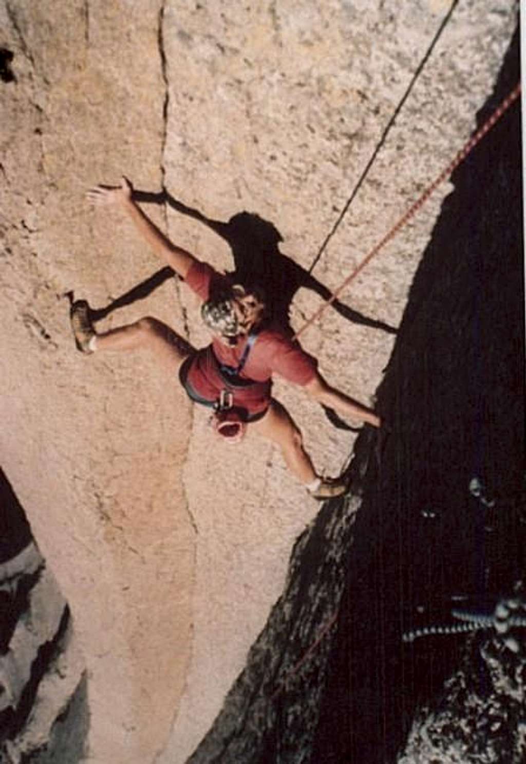 Frank Sanders on the 2nd Pitch of Psychic Turbulence. Devils Tower, Wyoming.